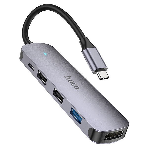 هاب تایپ سی 5 پورت هوکو Hoco Type-C hub HB27 HDTV + USB3.0 + USB2.0*2 + PD